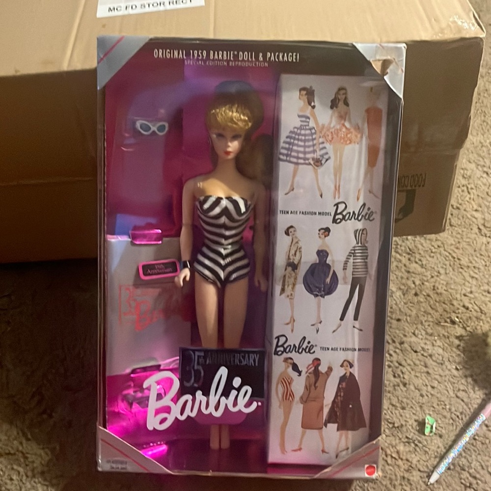 Barbie 35th anniversary of the original 1959 Barbie, doll and package